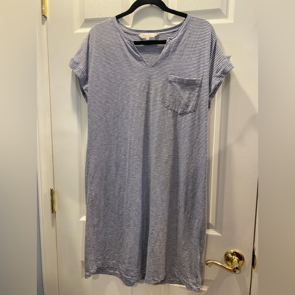 Part Two Copenhagen Striped Cotton T-Shirt Dress Navy White XL Minimalist Scandi